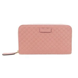 Gucci Wallet Women's Brand Long Wallet Microshima Leather Pink 449391 Round